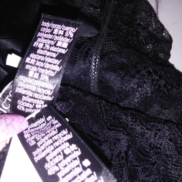 Victoria Secret Lingerie Chemise Slip Black Solid Lace Trim Luxe Collection Adju - Picture 12 of 16